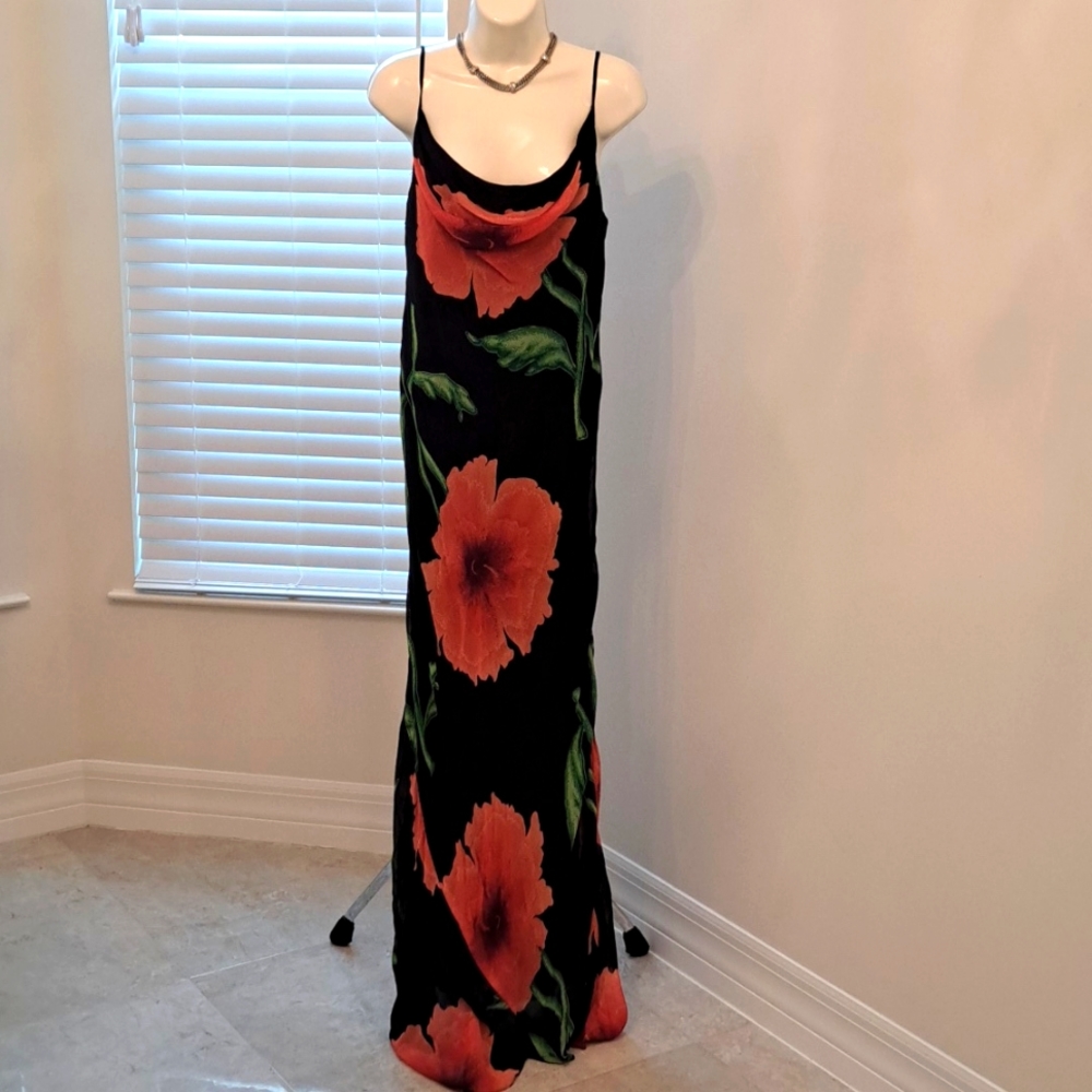 Long Floral Black Dress
